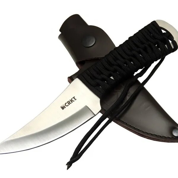 Crkt Scrub Fixed 2712 WY Kamp / Outdoor Bıçak 22,5cm - İpli Sap, Deri Kılıflı