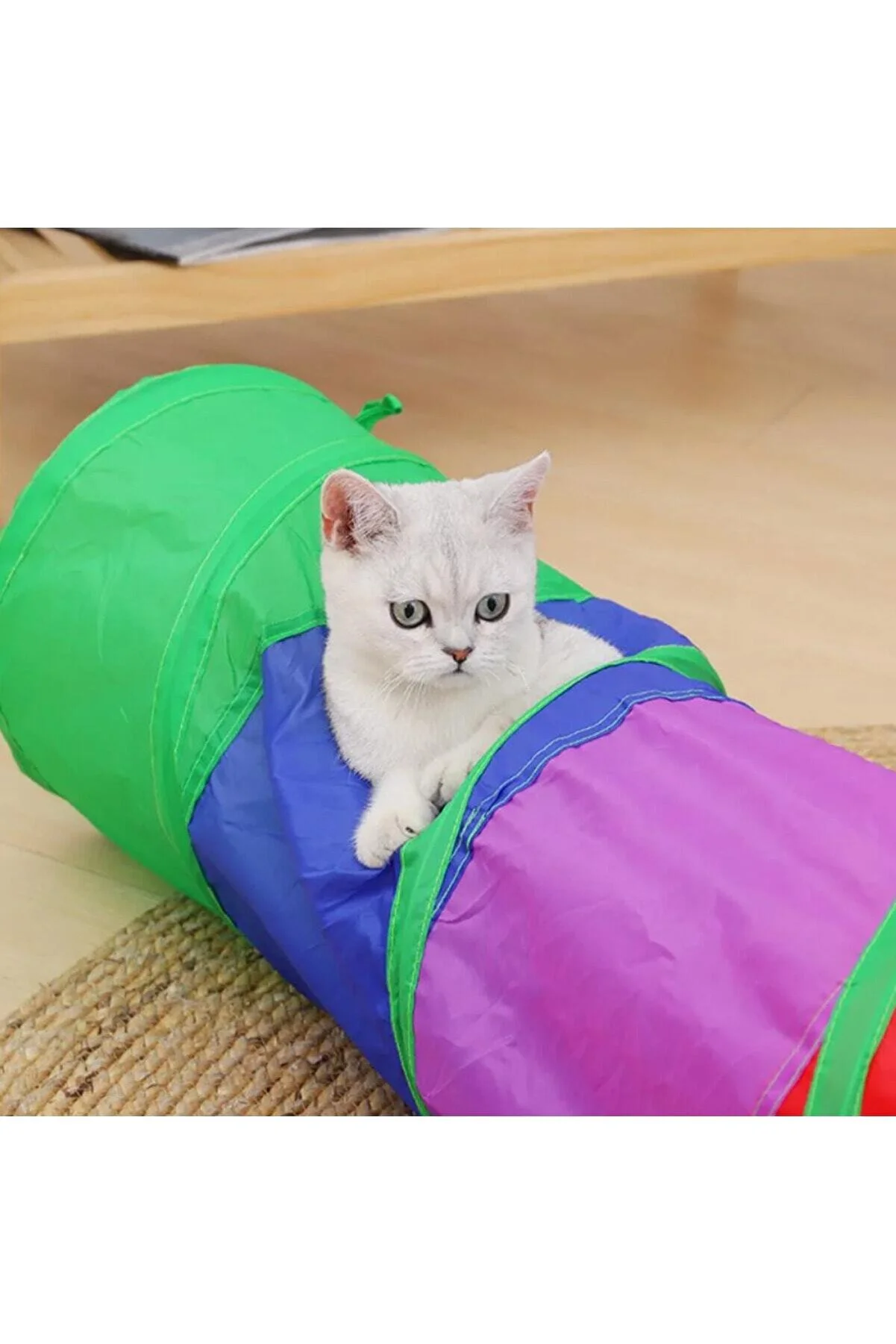 Gökkuşağı Desenli Kedi Oyun Tüneli, Katlanabilir 125 cm - Görsel 5