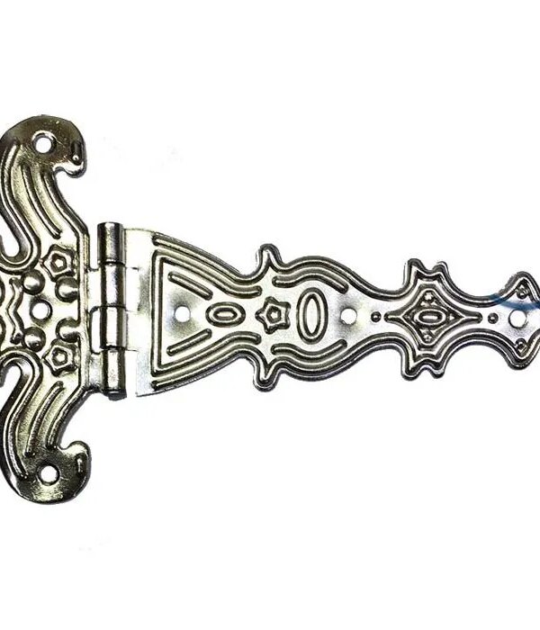 Dekoratif,  Tek Kuyruklu Menteşe - 69x102 mm, Büyük, Nikel, 1 Adet
