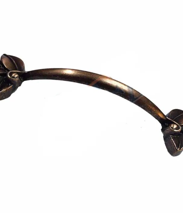 Dekoratif Zamak Yaprak Kulp - 96mm, Eskitme, 1 Adet