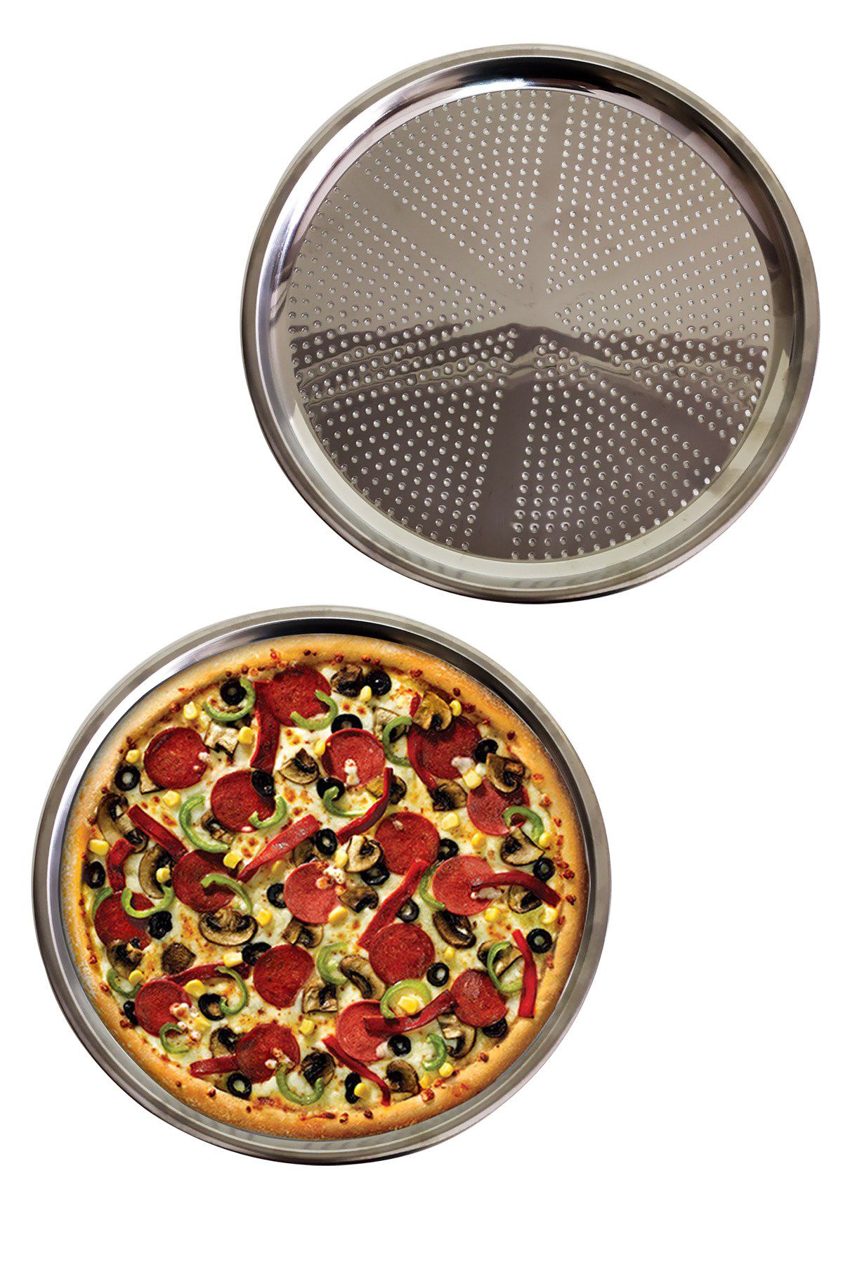 Delikli Çelik Pizza Ve Laacun Tepsisi Orta Boy -32 cm