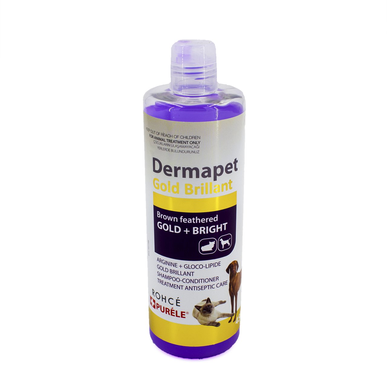 Sarı rengi Irk Kedi Ve Köpek İçin Dermatolojik Etkili li Şampuan 450 ml
