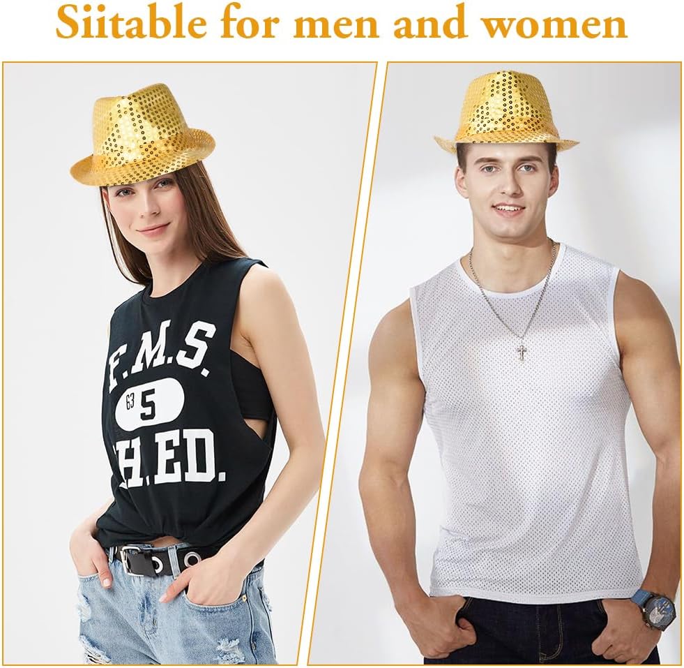 Disko Star Altın Gold Payetli Fötr Yetişkin Boy - Görsel 3