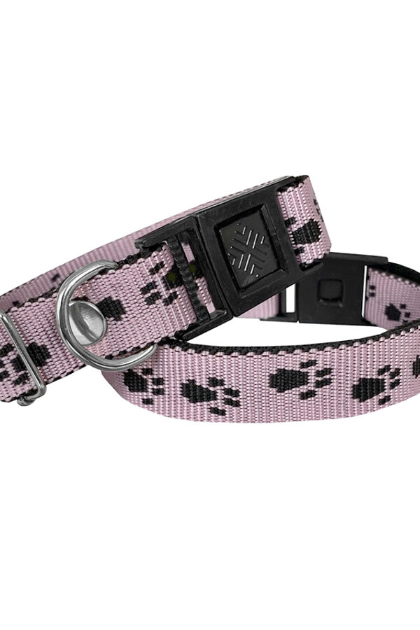 Köpek Tasması Patili Dokuma 2 cm - Min: 30 cm - Max: 50 cm Açık Pembe