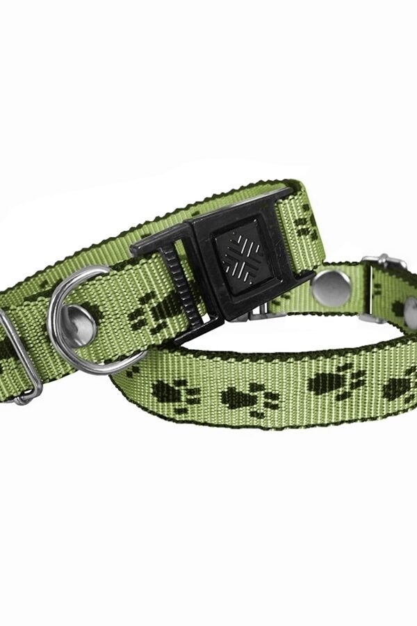Köpek Tasması Patili Dokuma 2 cm - Min: 30 cm - Max: 50 cm Yeşil