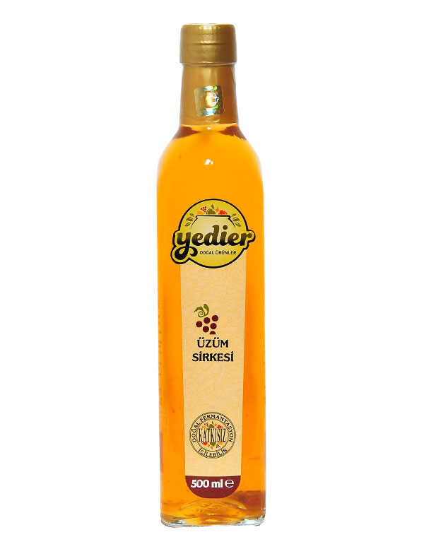 Doğal Fermantasyon Katkısız İçilebilir Üzüm Sirkesi Cam Şişe 500 ML