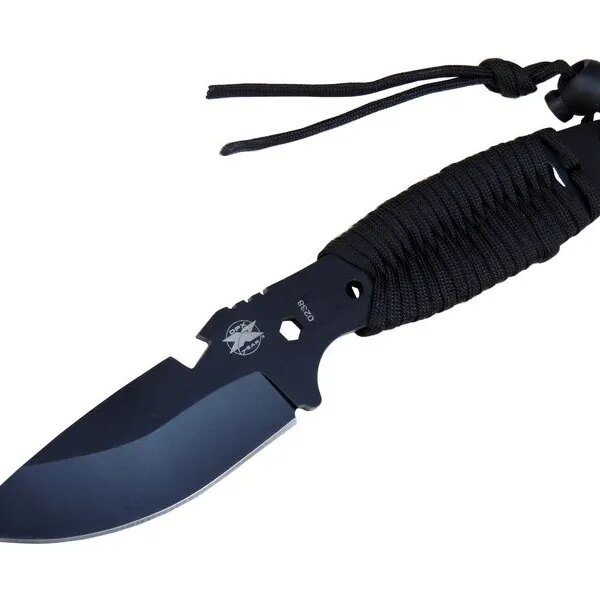 DPX Gear Assault 0238BK Kamp Bıçağı 22,5 cm - Siyah, Metal & İpli Sap