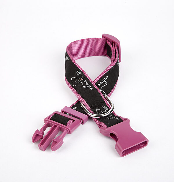 Köpek Desenli Dokuma Köpek Boyun Tasması 3 cm x 36-60 cm Mor