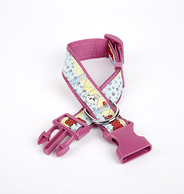 Pati Desenli Dokuma Köpek Boyun Tasması 3 cm x 36-60 cm Mor