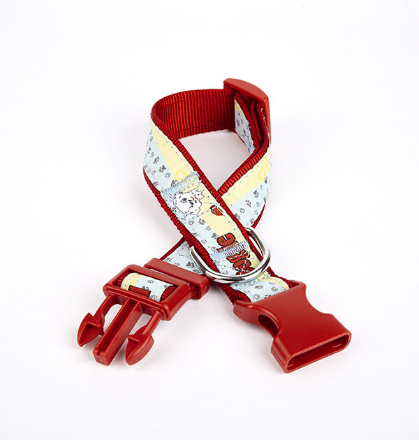 Pati Desenli Dokuma Köpek Boyun Tasması 3 cm x 36-60 cm Kırmızı