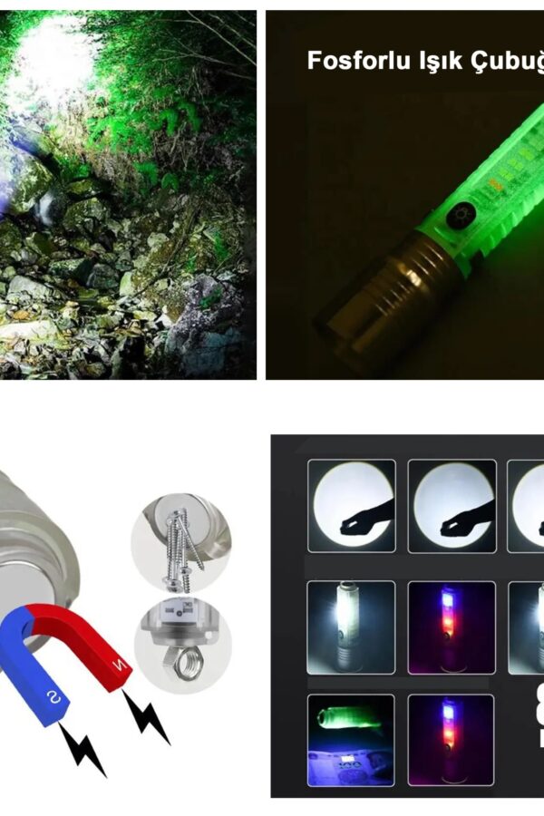 8 Mod Şarjlı Fosforlu Mıknatıslı Led