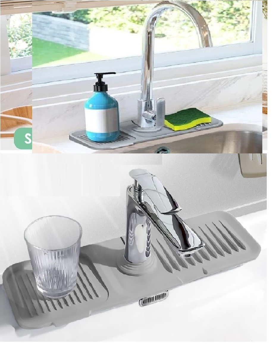 Elastik Banyo Musluk Matı Düzenleyici Kaydırmaz Taban Organizer Labo Kenar Matı - Görsel 2