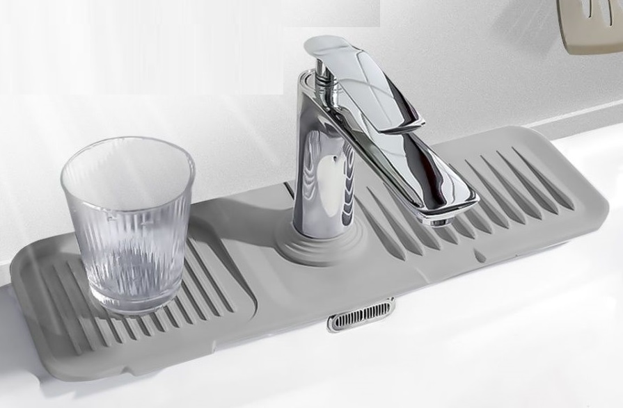 Elastik Banyo Musluk Matı Düzenleyici Kaydırmaz Taban Organizer Labo Kenar Matı - Görsel 3