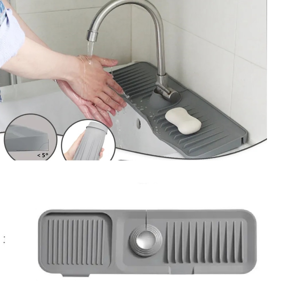 Elastik Banyo Musluk Matı Düzenleyici Kaydırmaz Taban Organizer Labo Kenar Matı - Görsel 4
