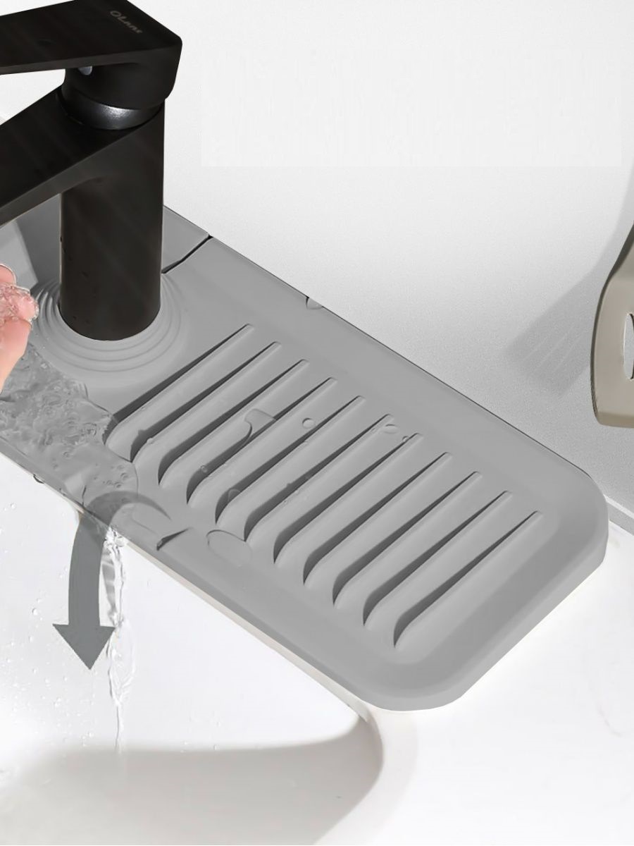Elastik Banyo Musluk Matı Düzenleyici Kaydırmaz Taban Organizer Labo Kenar Matı - Görsel 5