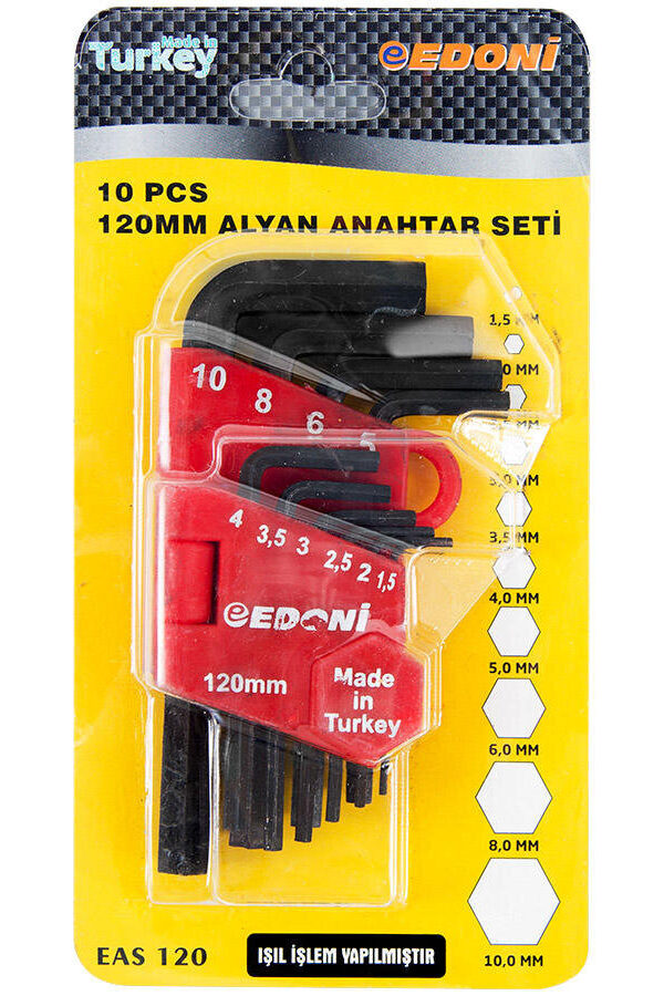 Edoni 120 mm 10 Parça Alyan Seti Siyah