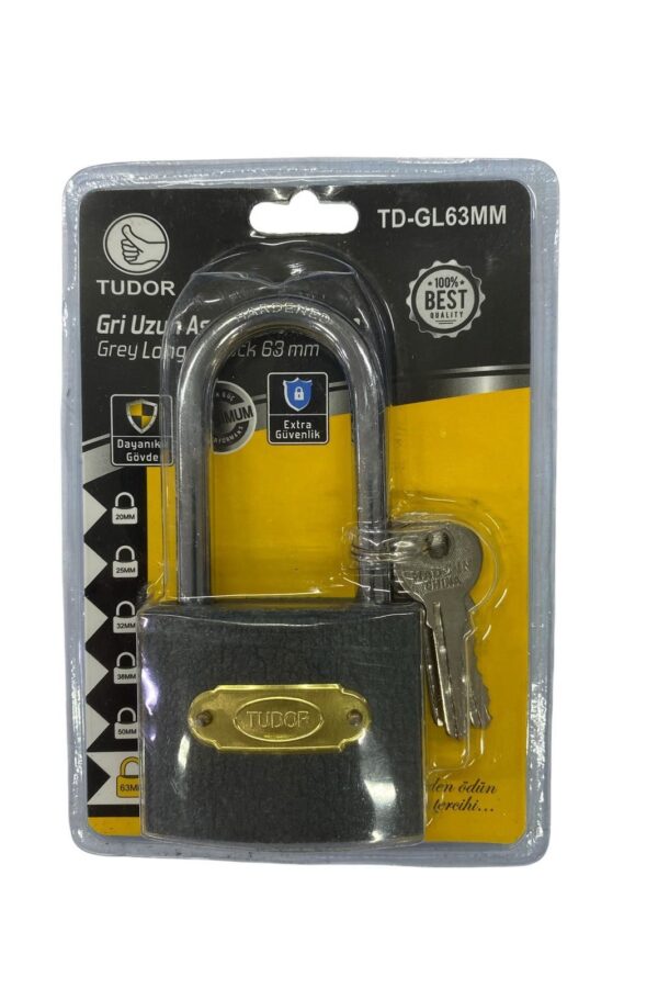 Tudor 63 mm Uzun Gri Asma Kilit