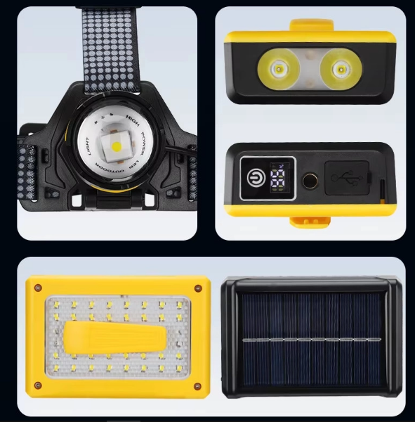 F.B.I Pro F-3003 Alüminyum PM10-TG LED Type-C Power ve Solar Şarjlı Kamp Kafa Feneri - Görsel 5