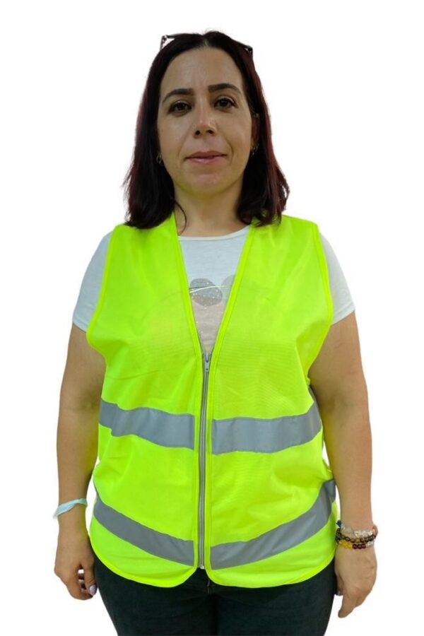 Fermuarlı Sarı İkaz Yeleği XL Beden 59 cm