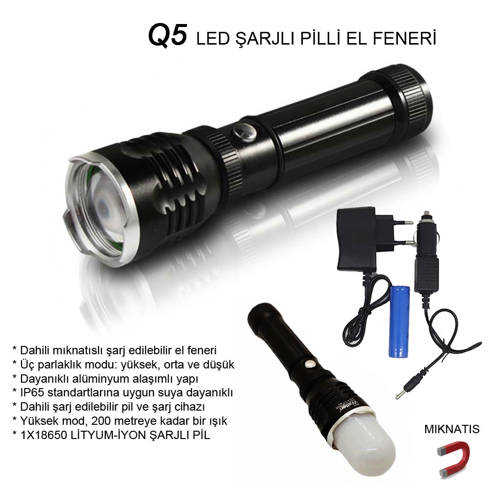Flaşörlü Uzun Mesafeli Şarjlı Pilli Mıknatıslı Wt-282