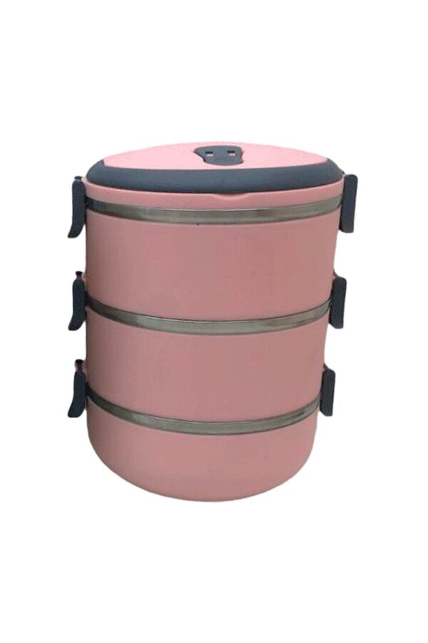 YEMEK TERMOSU AÇIK PEMBE 3LÜ SEFER TASI SAKLAMA KABI 1.8LT