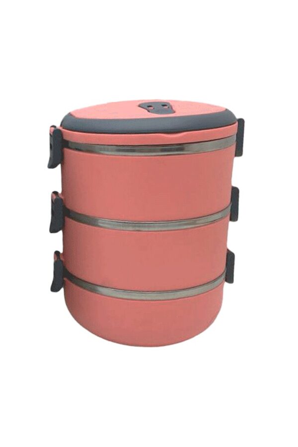 YEMEK TERMOSU KOYU PEMBE 3LÜ SEFER TASI SAKLAMA KABI 1.8LT