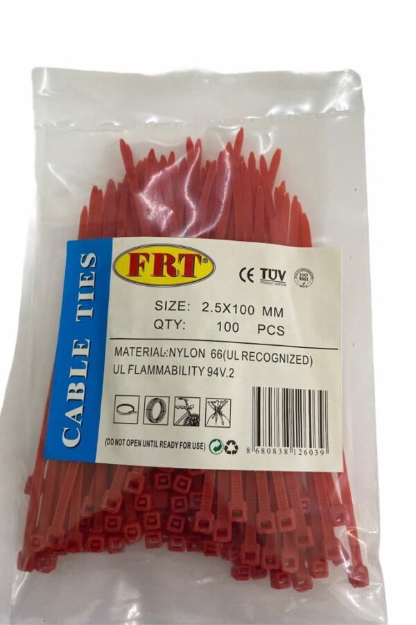 FRT Kırmızı 2,5x100 Kablo Bağı