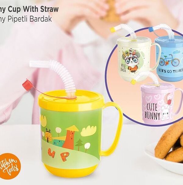 Funny Pipetli Çuk Içecek Bardağı Desenli Bardak 350ml