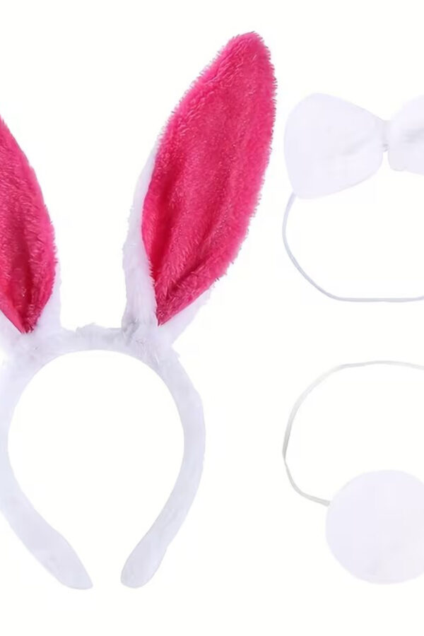 Fuşya Pembe Tşan Kulak Papyon Kuyruk 3'lü Parti Seti