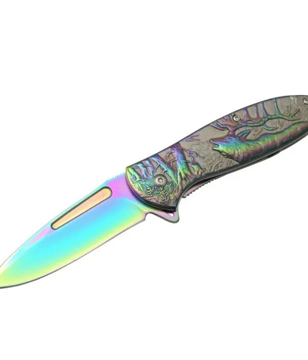 Geyikli Gökkuşağı Çakı 19,5 cm , Kemerlikli