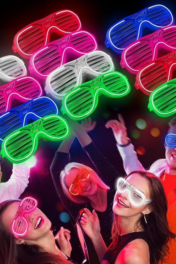 Glow Model 3 Farklı Fonksiyonlu Işıklı Panjur Parti Gözlüğü Karışık Renk 12 Adet
