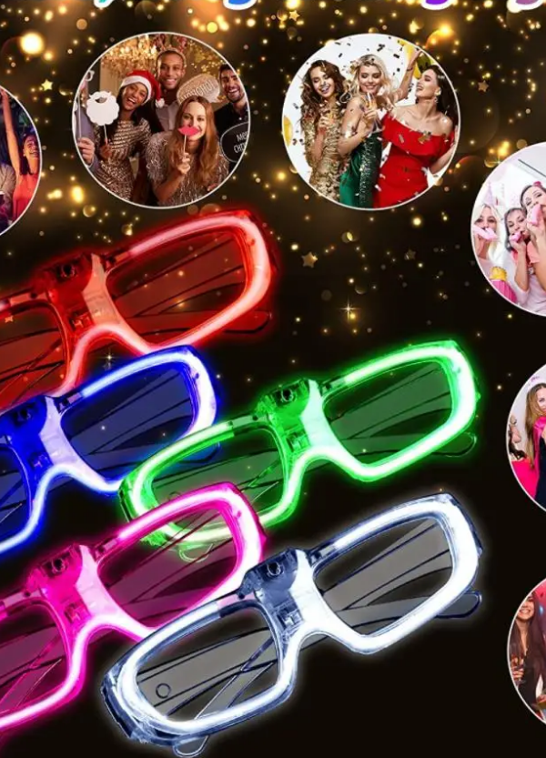 Neon Işıklı Parti Gözlüğü Pilli – 12’li Paket 5 Renk