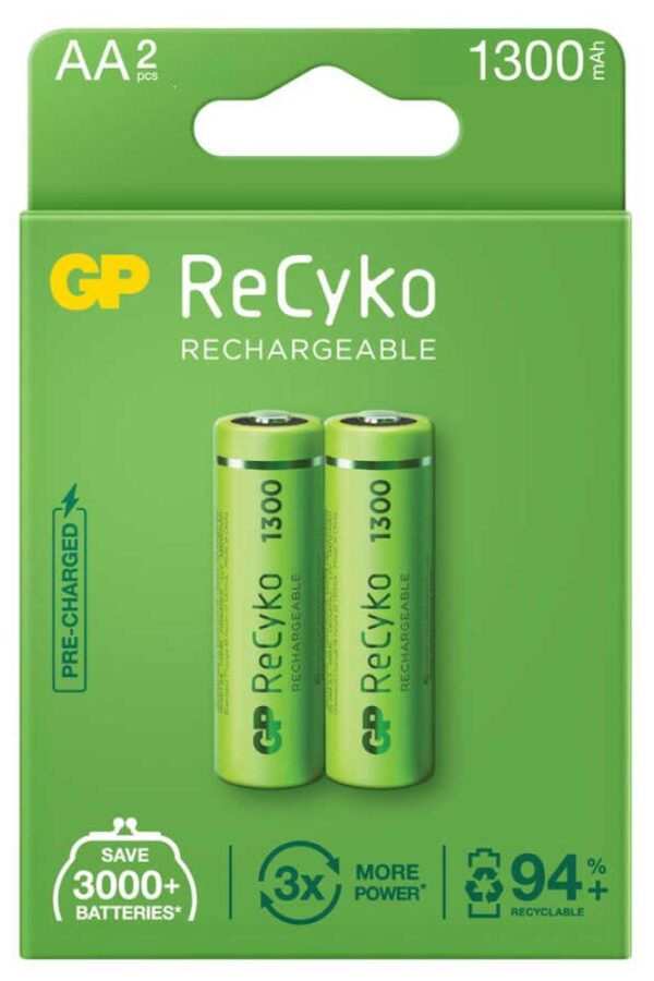 GP ReCyko 1300mAh AA Şarj Edilebilir m Pil 2'lİ Paket