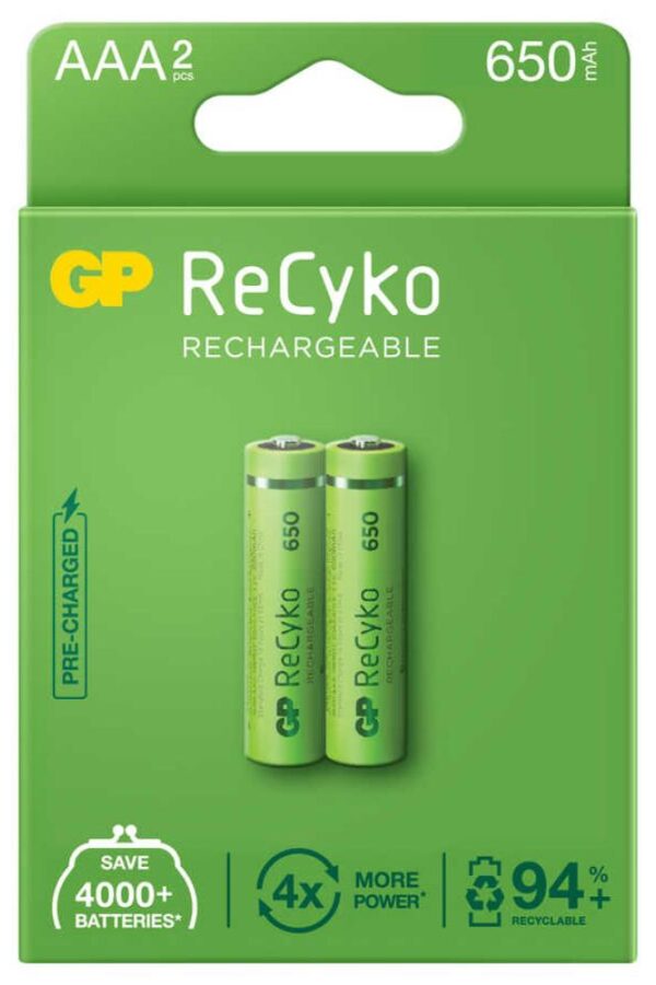 GP ReCyko 650mAh AAA Şarj Edilebilir İnce m Pil 2'li Paket