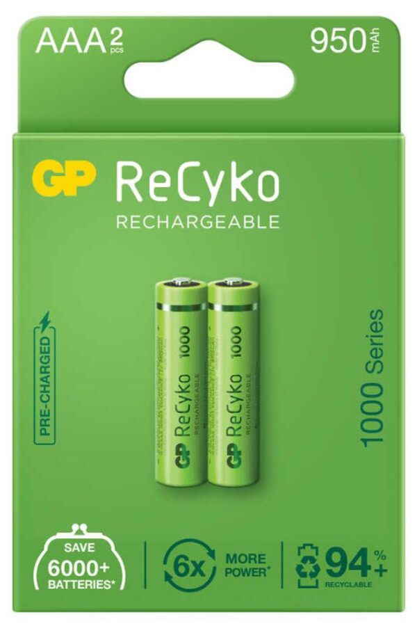 GP ReCyko 950mAh AAA Şarj Edilebilir İnce m Pil 2'li Paket