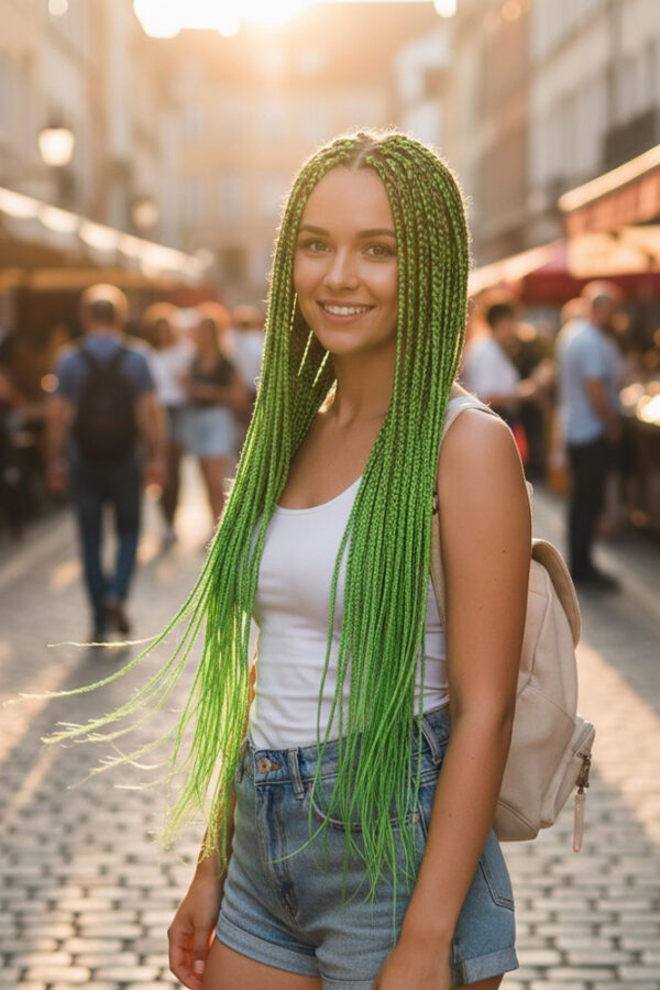 Afrika Örgüsü Ve Rasta İçin Sen  / Neon Yeşil