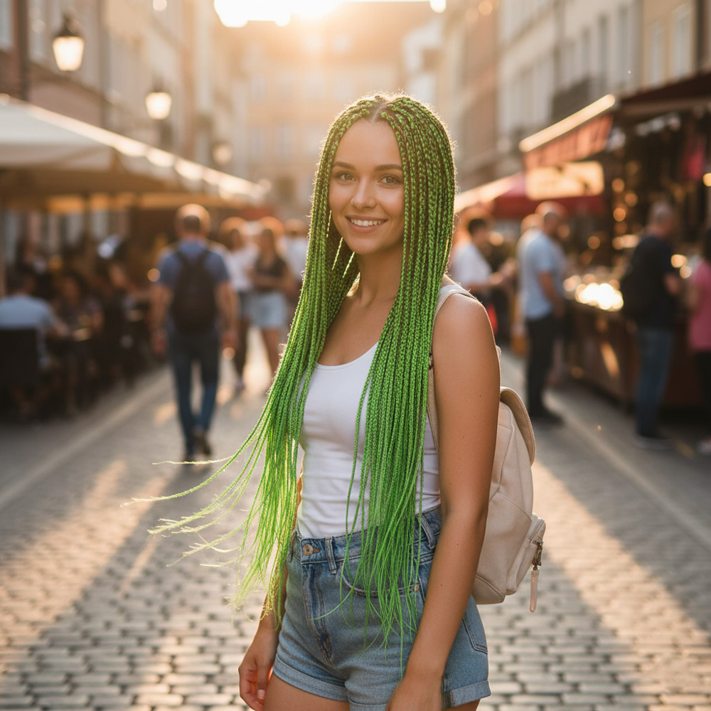 Afrika Örgüsü Ve Rasta İçin Sen / Neon Yeşil