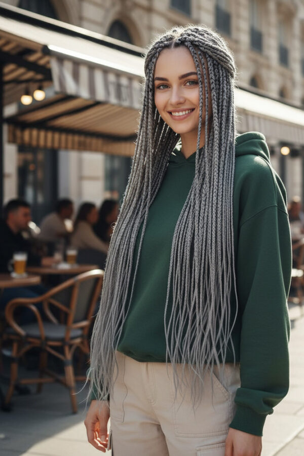 Afrika Örgüsü Ve Rasta İçin Sen  / Orta Ton Gri