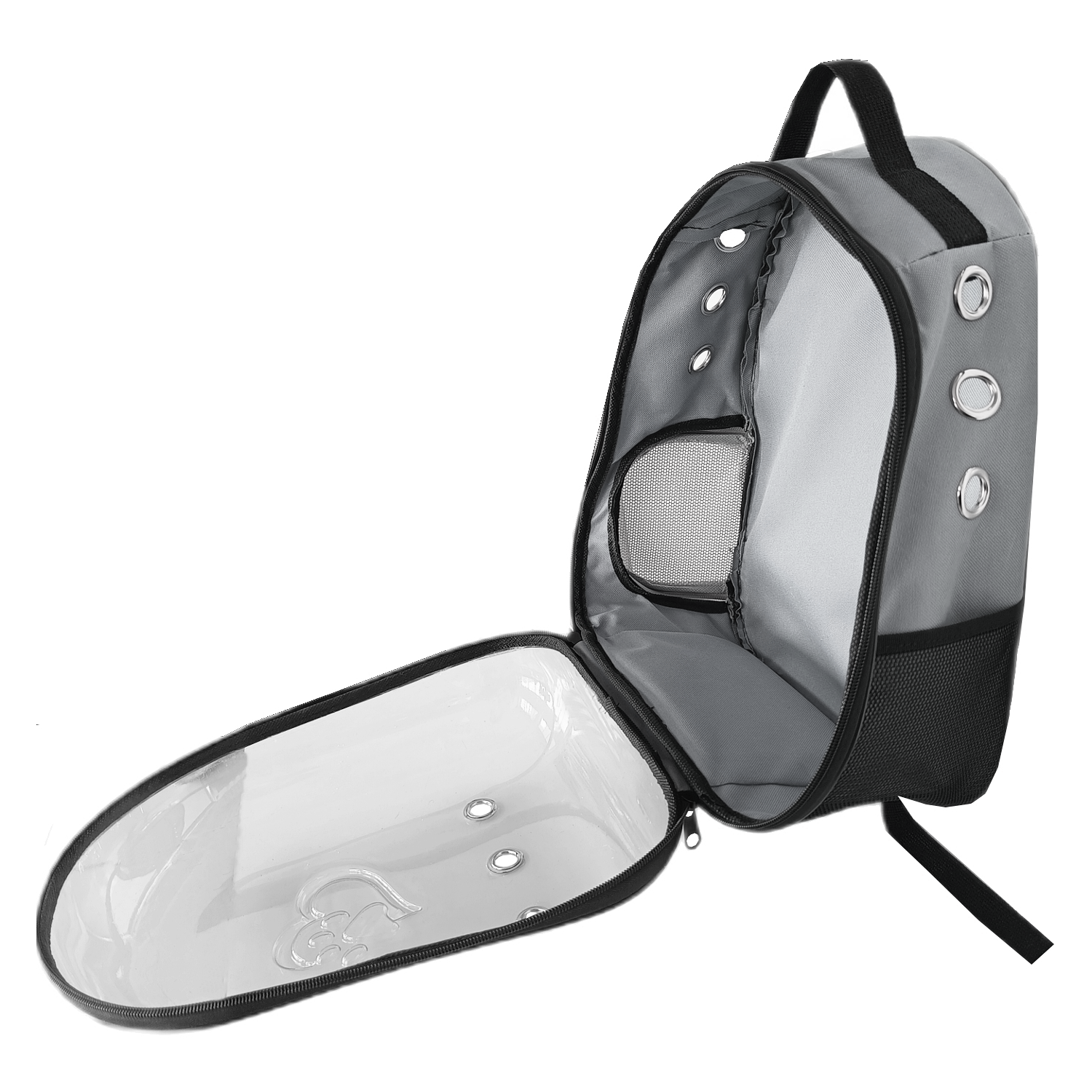 Kalpli Patili Astronot Şeffaf Taşıma Sırt Çantası Gri 24x32x42 cm - Görsel 3