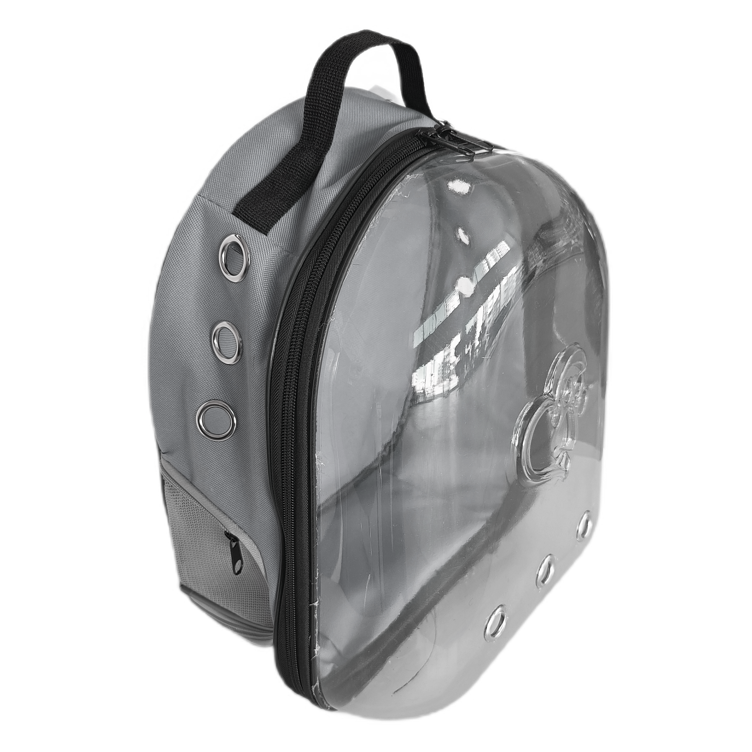 Kalpli Patili Astronot Şeffaf Taşıma Sırt Çantası Gri 24x32x42 cm - Görsel 2