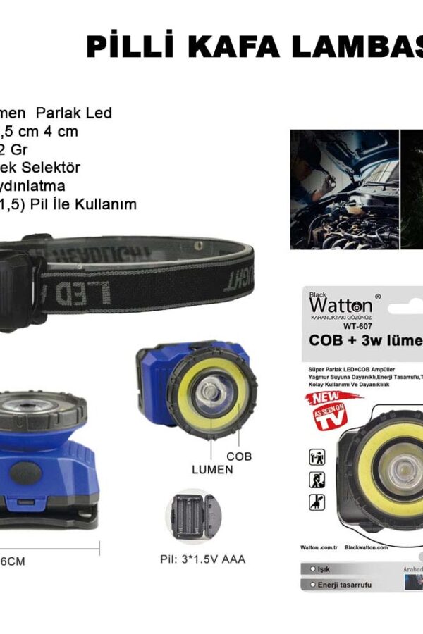 Güçlü Pilli Kafa Lambası Wt-607