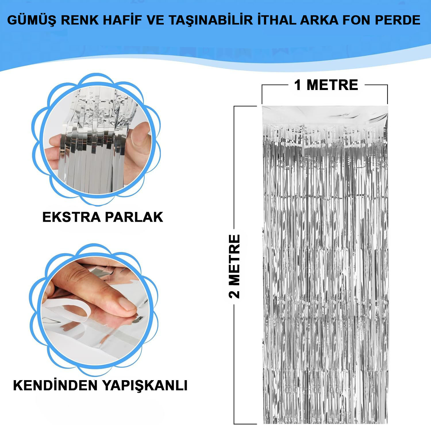 Renk Ekstra Metalize Parlak aklı Arka Fon Perde İthal A Kalite 1x2 Metre