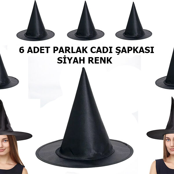 Siyah Renk Parlak Drn Cadı sı Yetişkin ve Çuk Uyumlu 6 Adet