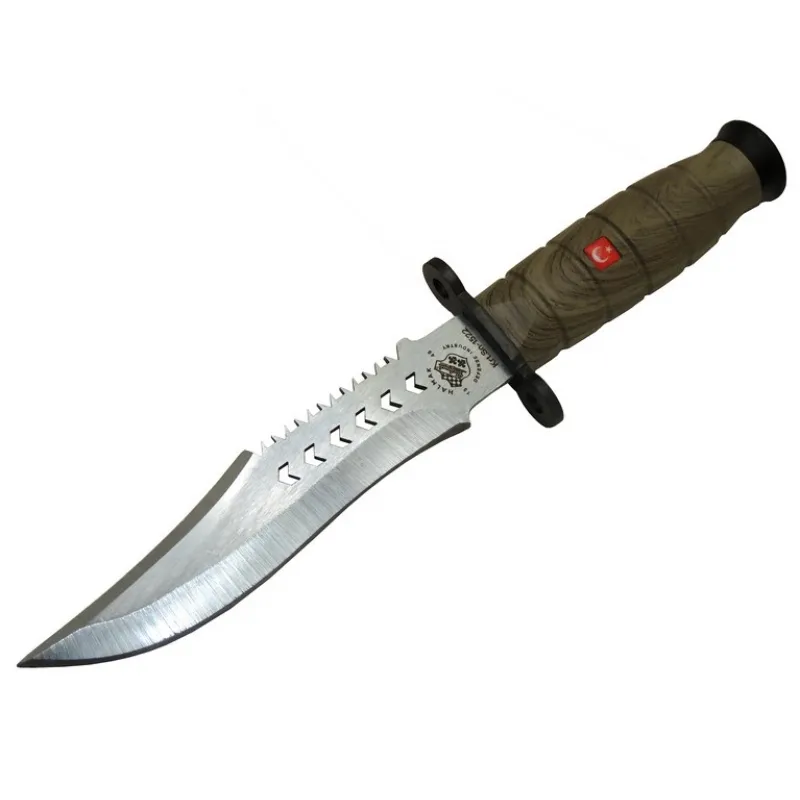 Halmak 1522 Haki Komo Bıçağı 30cm - Tırtıklı Sırt, Kılıflı