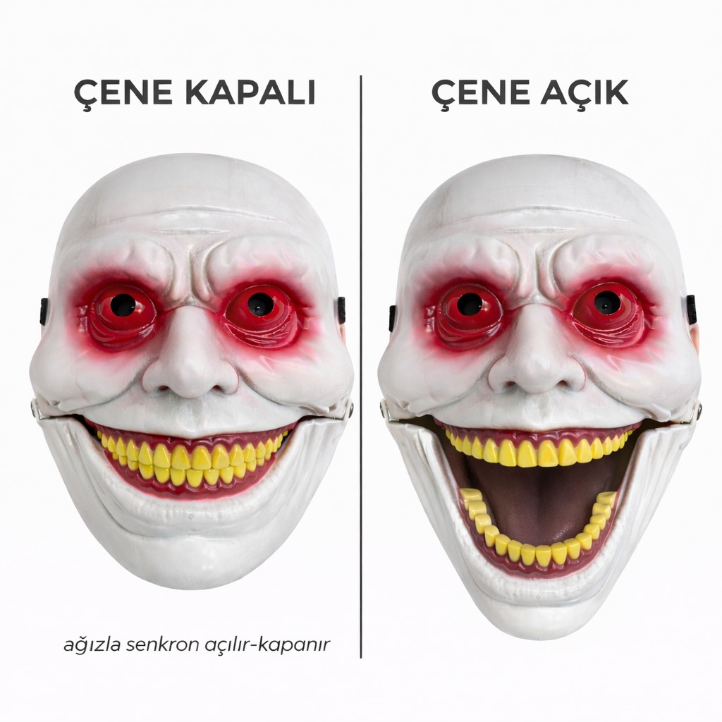 Hareketli Çene Mekanizmalı Korku si Kırmızı