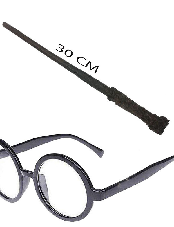 Harry Potter Asası 30 cm ve Siyah li Harry Potter Gözlüğü Seti
