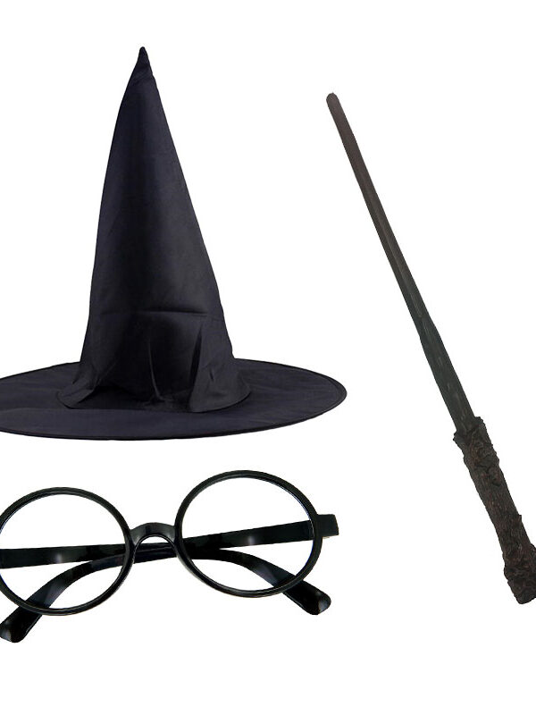 Harry Potter Siyah sı Harry Potter Gözlüğü Harry Potter Asası 3 lü Set