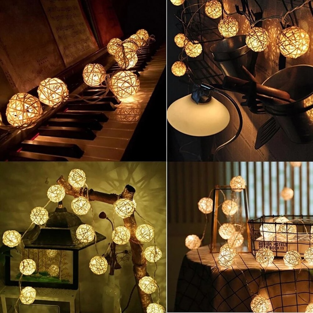 Hasır Toplar Led Işık 2 metre GÜN IŞIĞI Dekor Lambası - Görsel 3