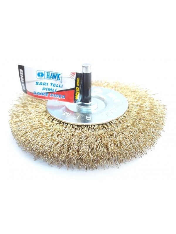 HA10135 Pimli Sarı Tel Daire Fırça 100x10 mm