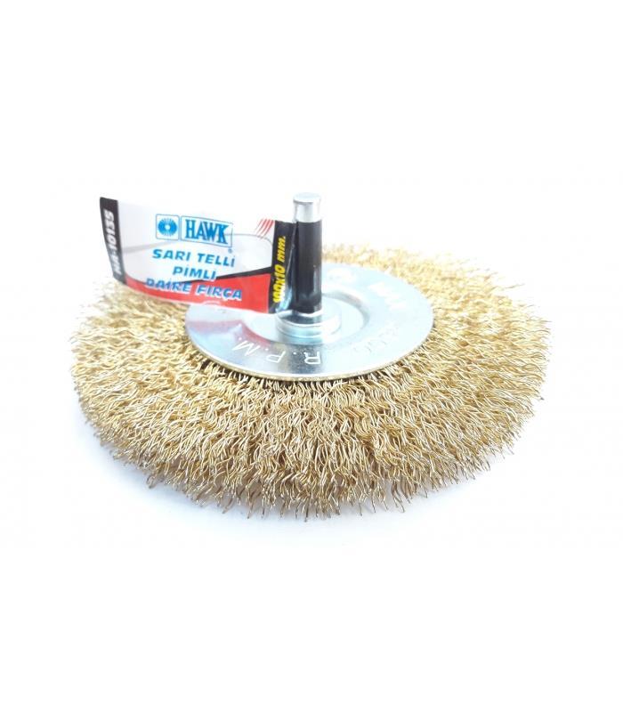 HA10135 Pimli Sarı Tel Daire Fırça 100x10 mm